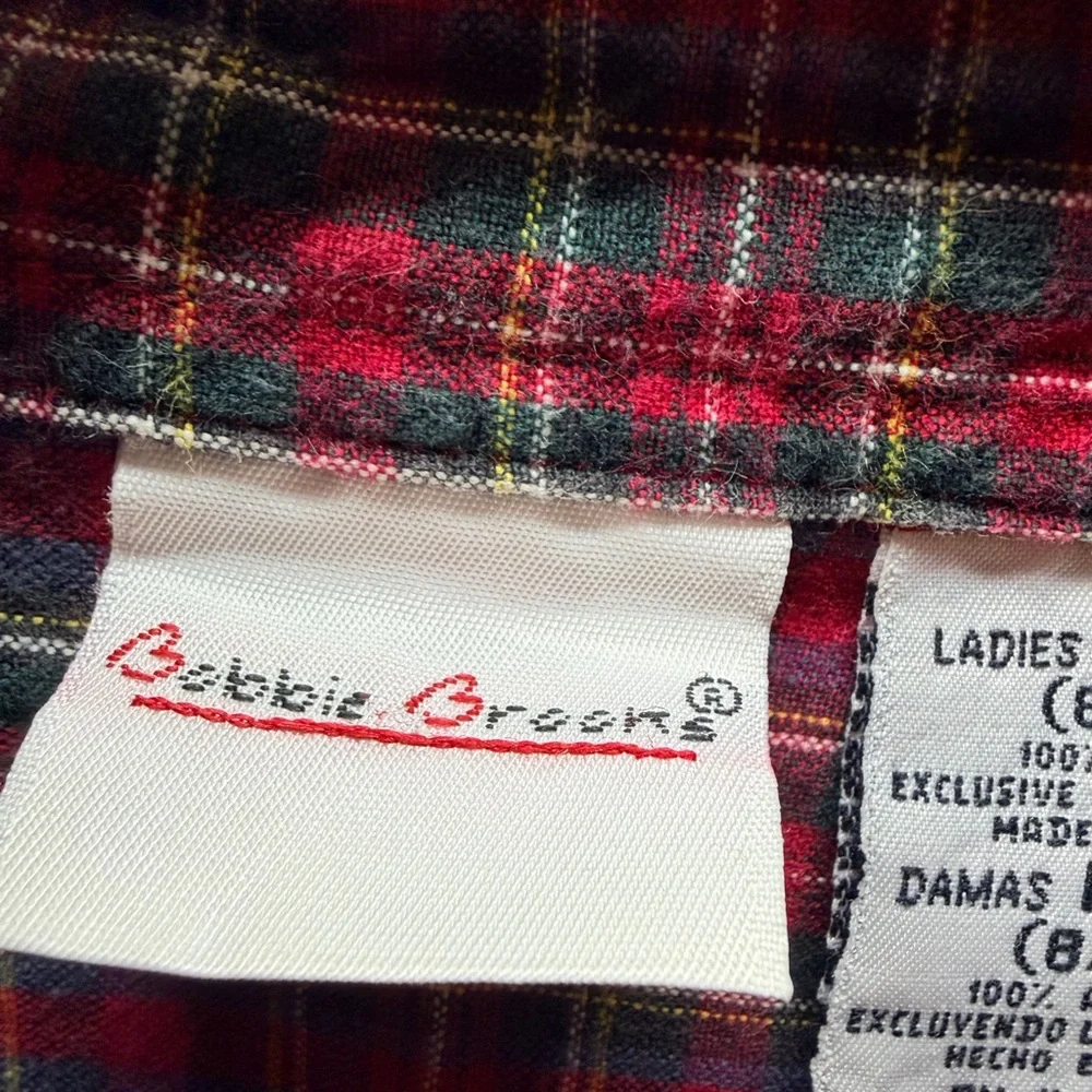 Vintage Bobbie Brooks Christmas‎ Flannel Shirt • Snowmen Embroidery • Plaid •